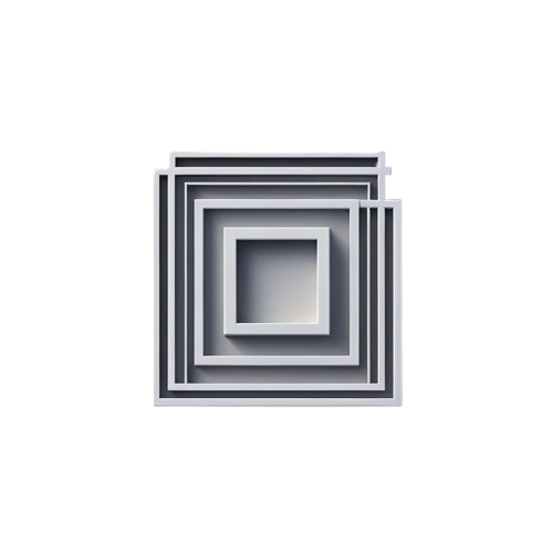 A set of five nested square frames in a geometric pattern, featuring alternating dark gray and light gray borders, centered on a solid white background.