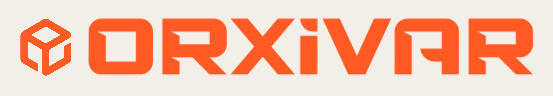 Orange ORXIVAR logo with a stylized 3D cube icon on a light beige background.